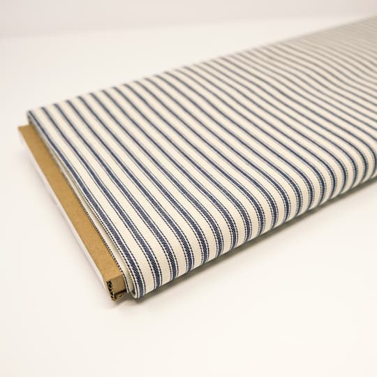 Roc-Lon Woven Stripe Ticking Navy Fabric